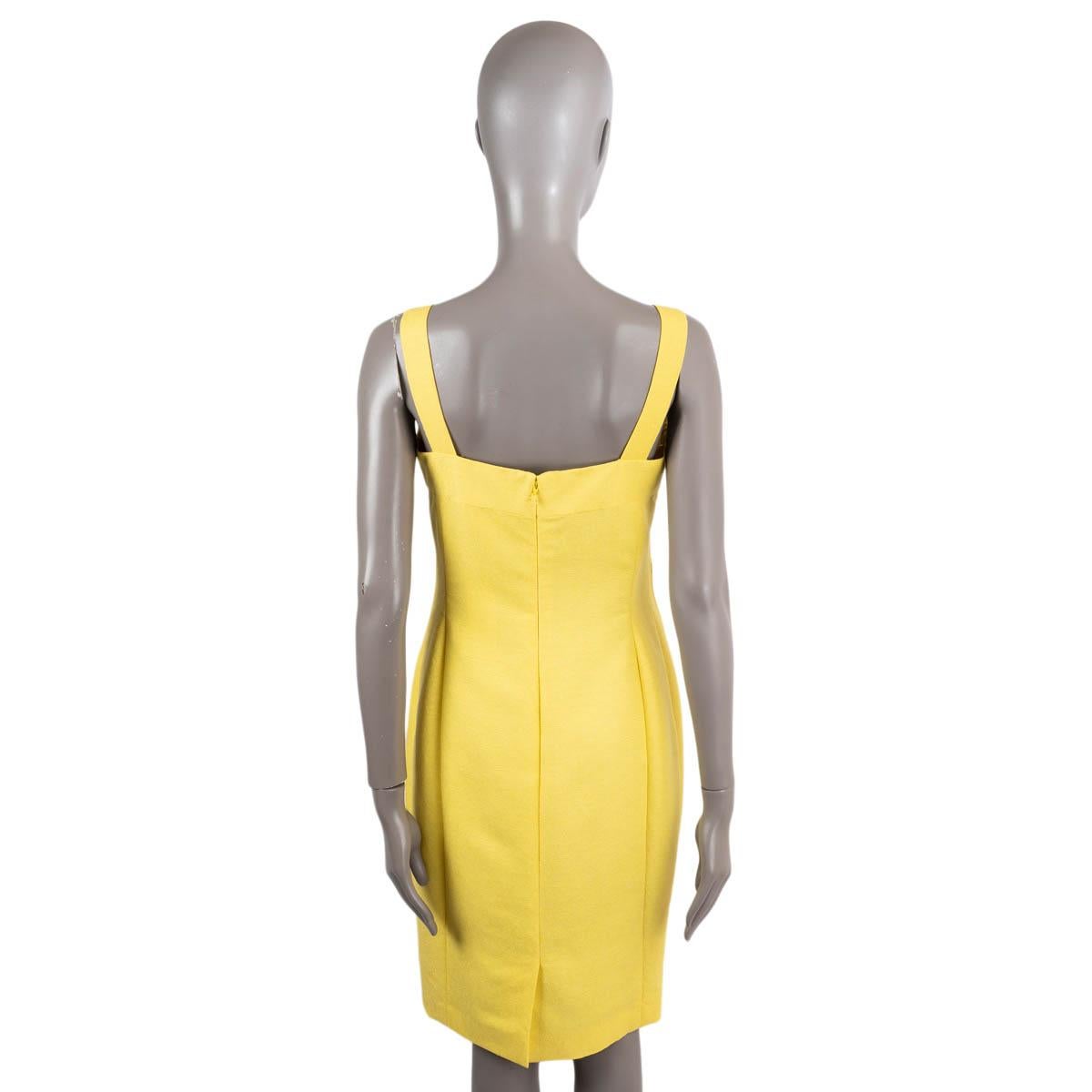 CHANEL yellow silk 2012 12C ANTIBES PATCH POCKETS LUREX CREPE Dress 40 M For Sale 1