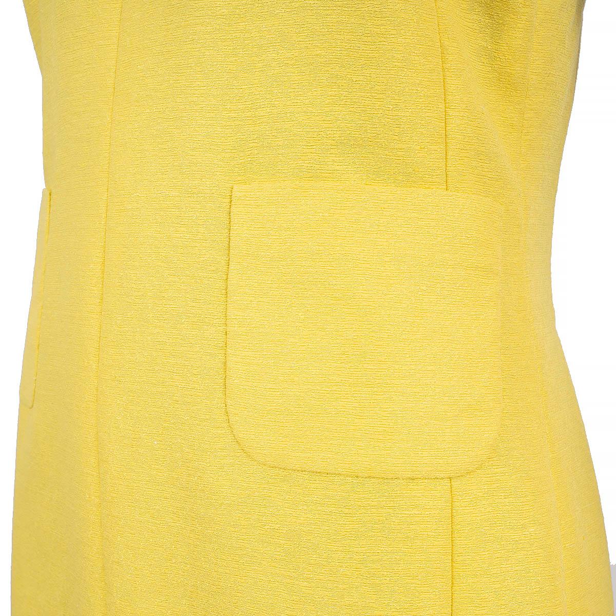 CHANEL yellow silk 2012 12C ANTIBES PATCH POCKETS LUREX CREPE Dress 40 M For Sale 3