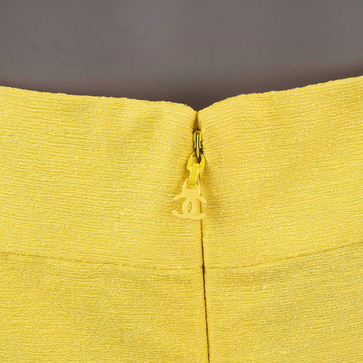 CHANEL yellow silk 2012 12C ANTIBES PATCH POCKETS LUREX CREPE Dress 40 M For Sale 4