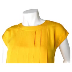 Chanel Yellow Silk Pleated Vintage Blouse