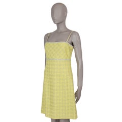 CHANEL yellow & silver wool & cotton 97P LUREX TWEED Dress 40 S