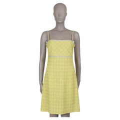 CHANEL yellow & silver wool & cotton 97P LUREX TWEED Dress 40 S
