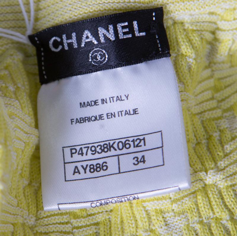 Chanel Yellow Textured Cotton Jacquard Knit Mini Skirt S 1