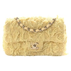 CHANEL Yellow Tweed Gold Hardware Small Mini Party Evening Shoulder Flap Bag 