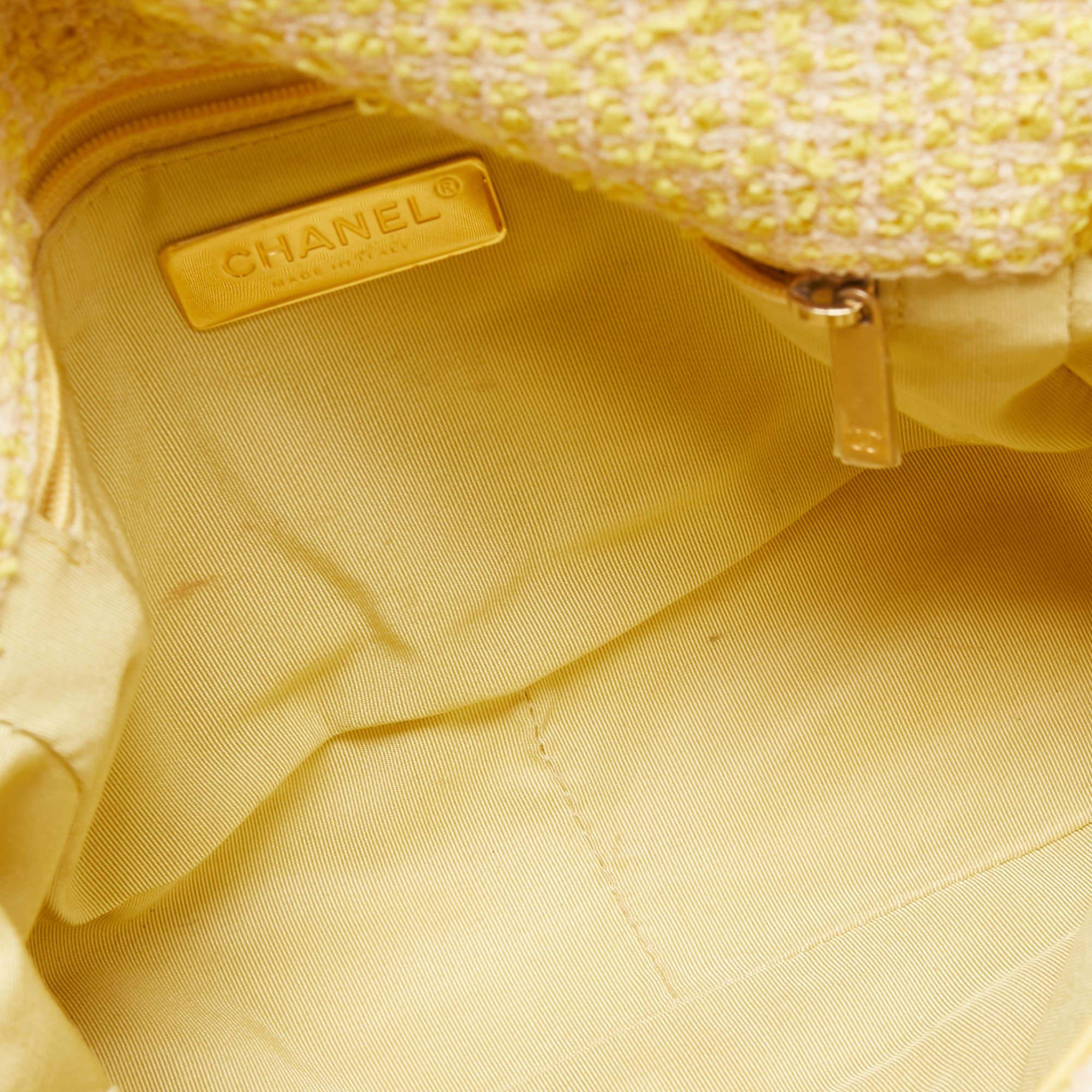 Chanel Yellow Tweed Medium 19 Flap Bag 5