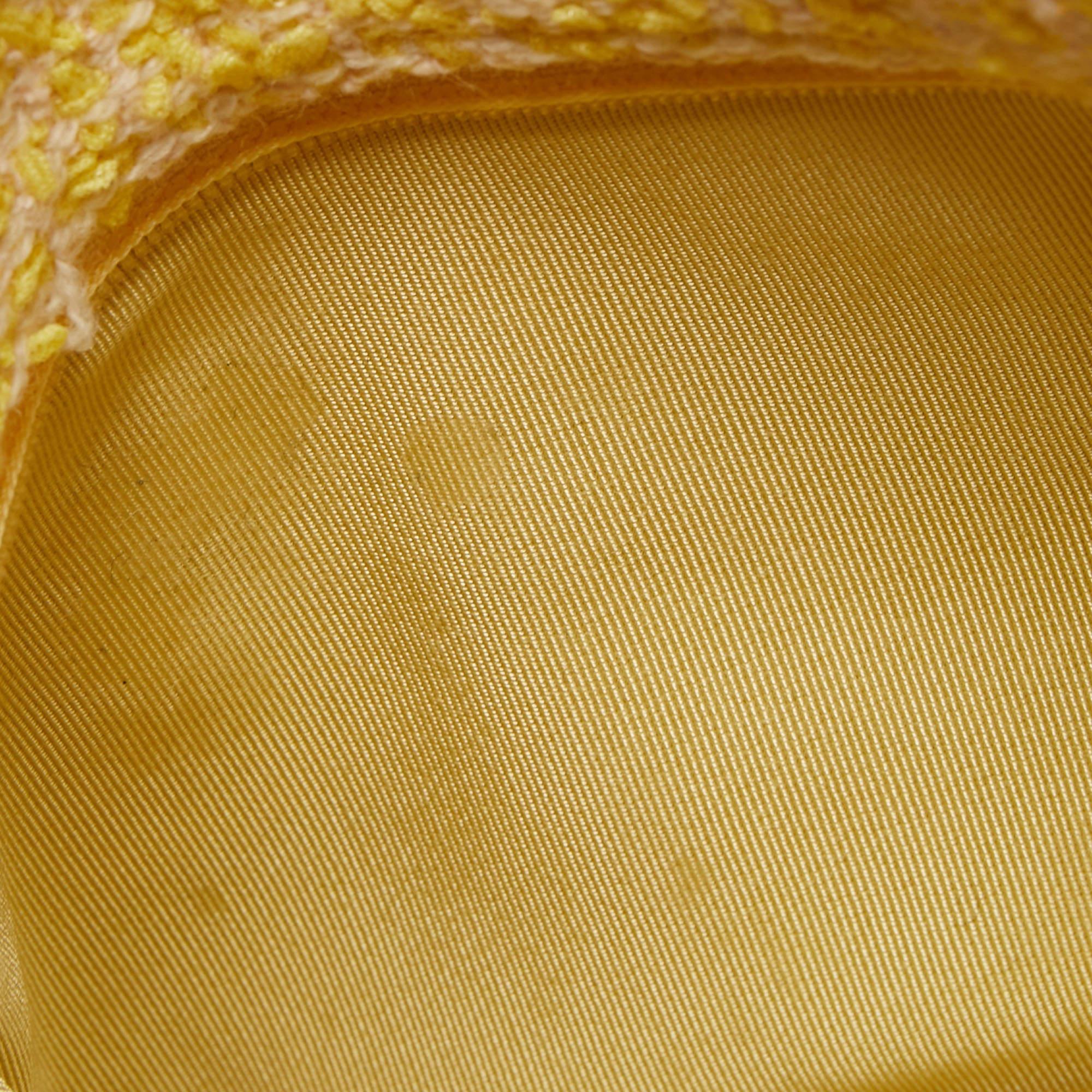 Chanel Yellow Tweed Medium 19 Flap Bag 6