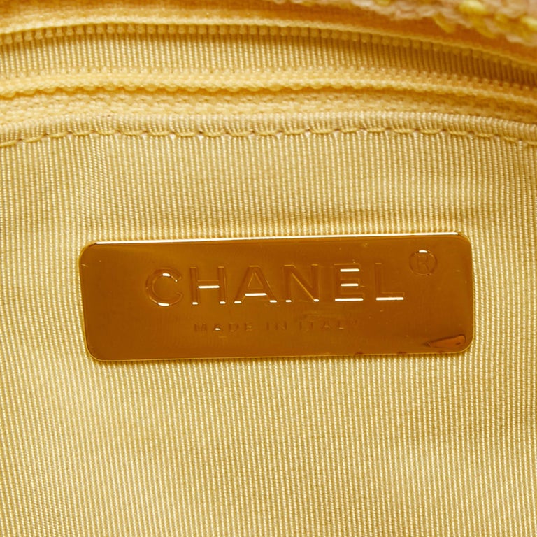 Chanel Yellow Tweed Medium 19 Flap Bag