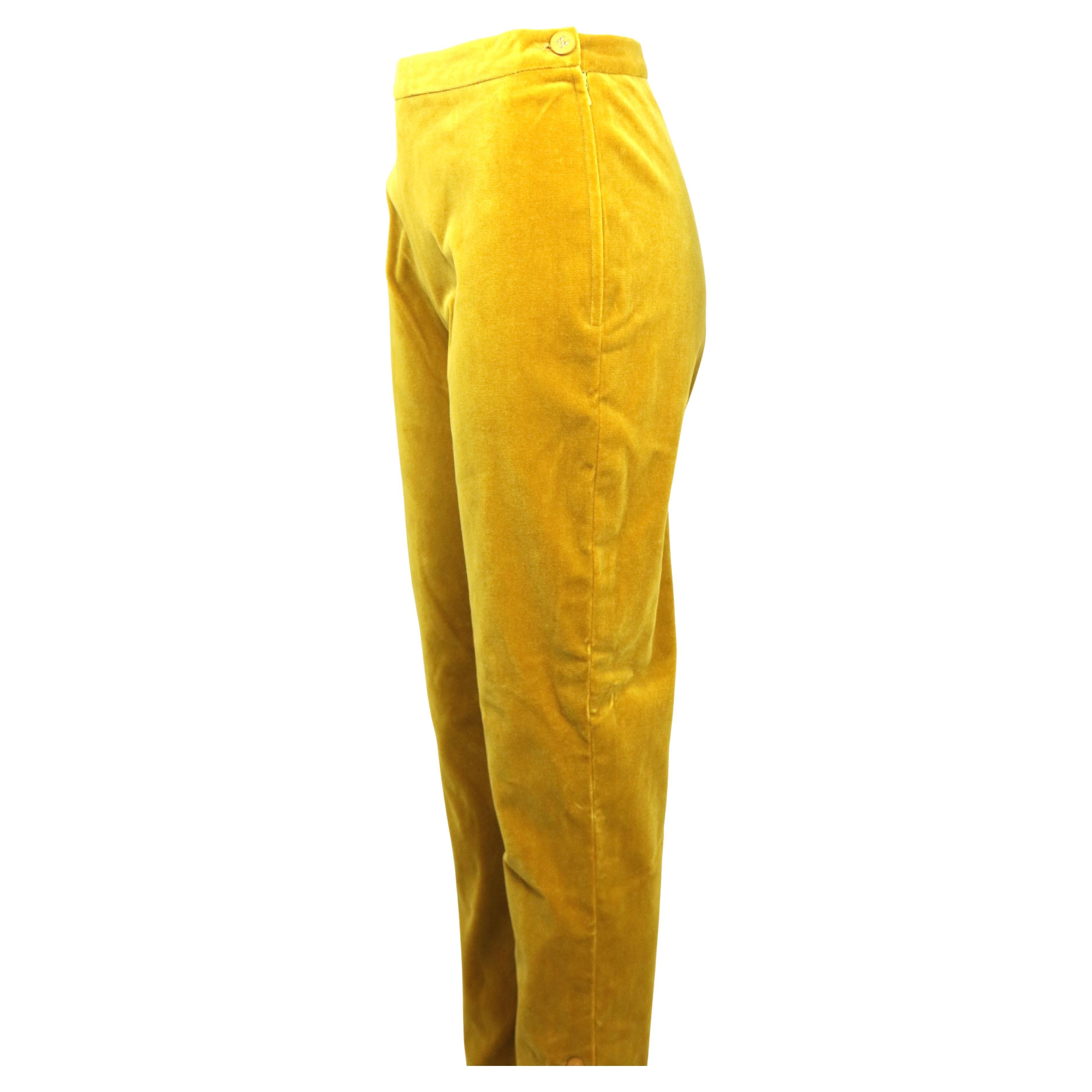 Chanel yellow velvet pants For Sale