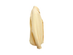 Chanel Yellow Vintage Pleated Silk Blouse