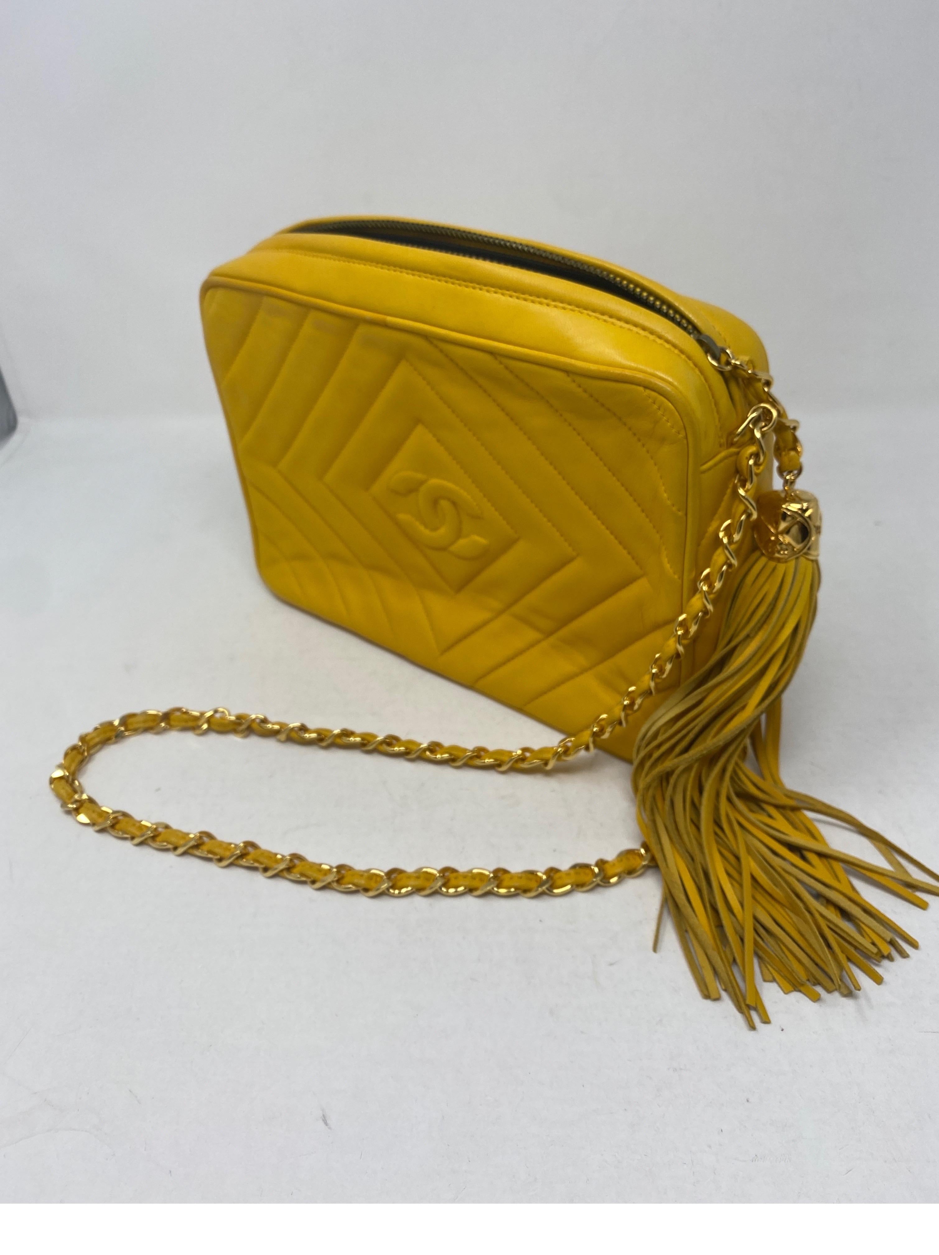 Chanel Yellow Vintage Tassel Bag  6