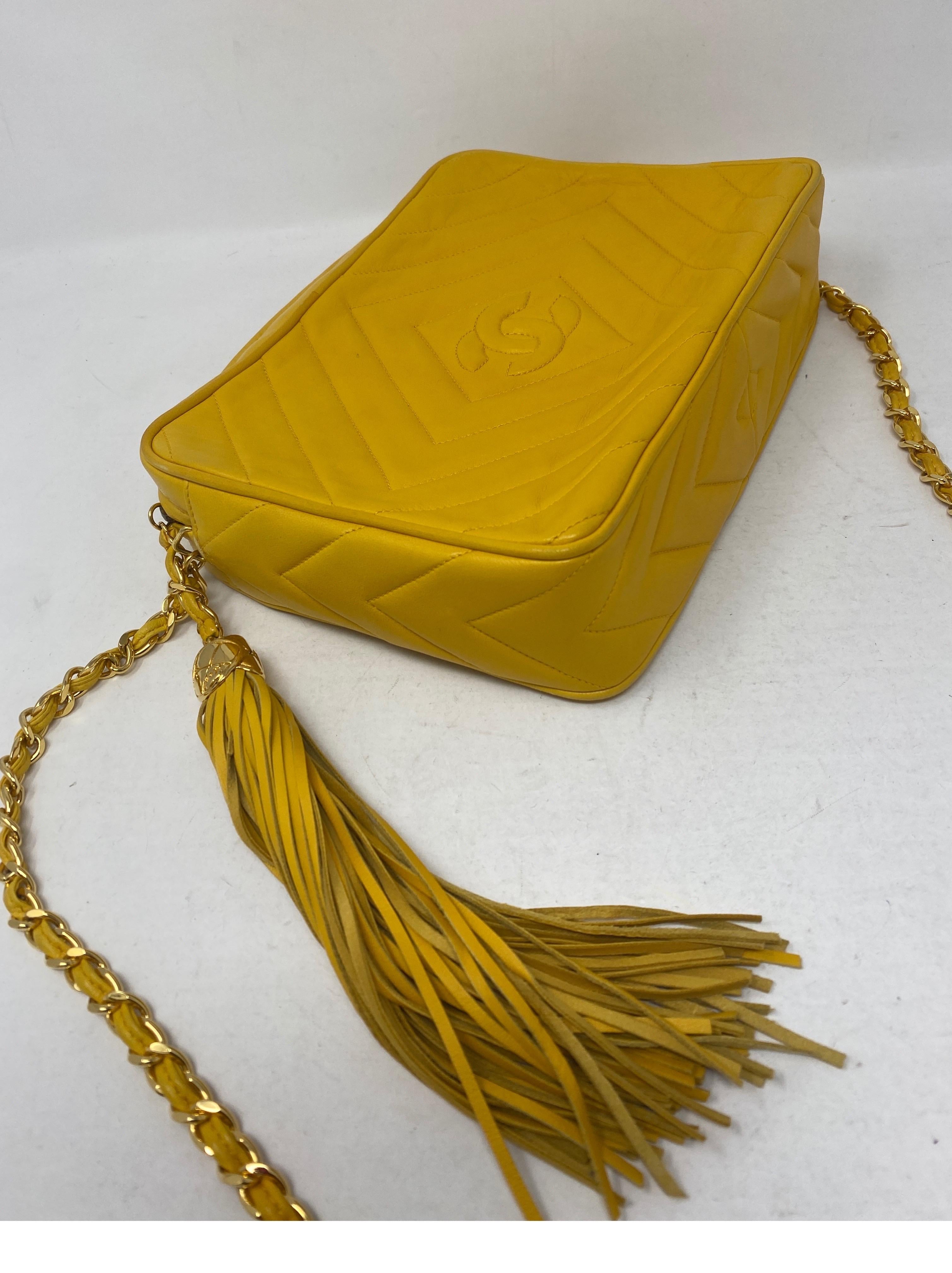 Chanel Yellow Vintage Tassel Bag  In Excellent Condition In Athens, GA