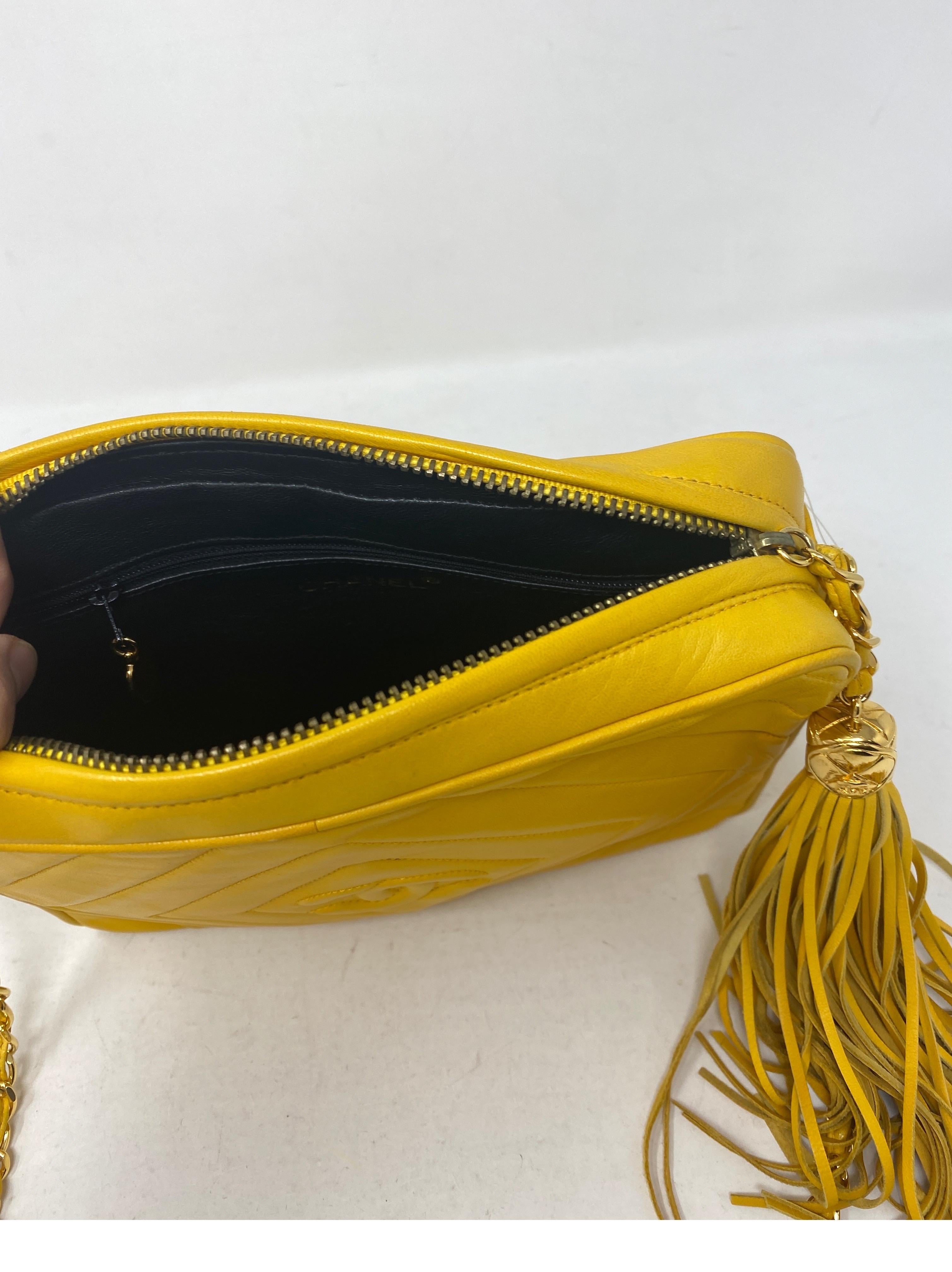 Chanel Yellow Vintage Tassel Bag  2