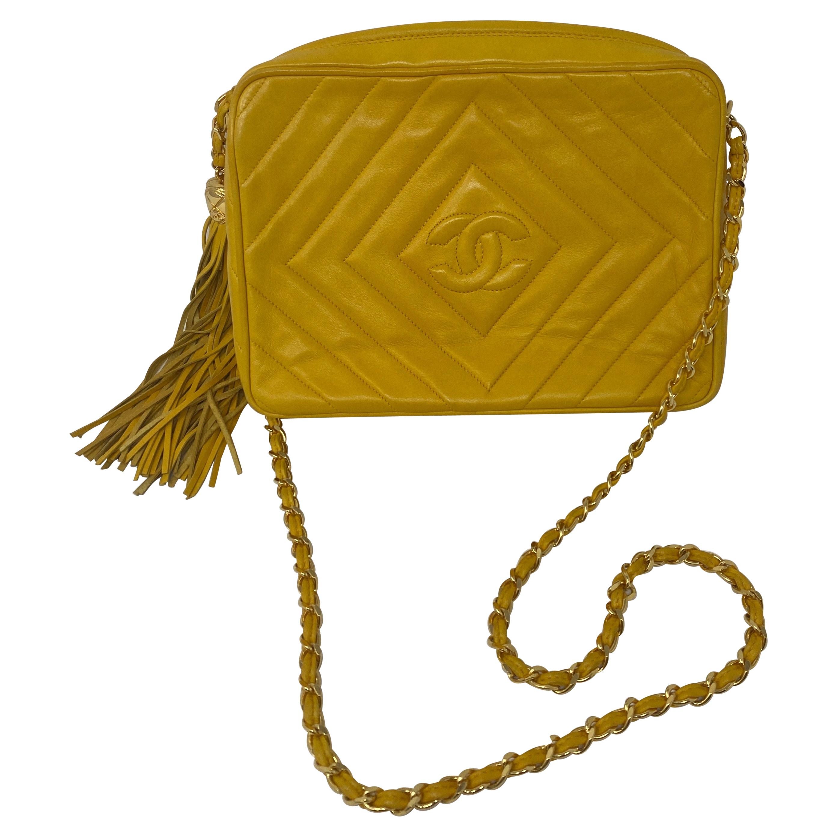Chanel Yellow Vintage Tassel Bag 