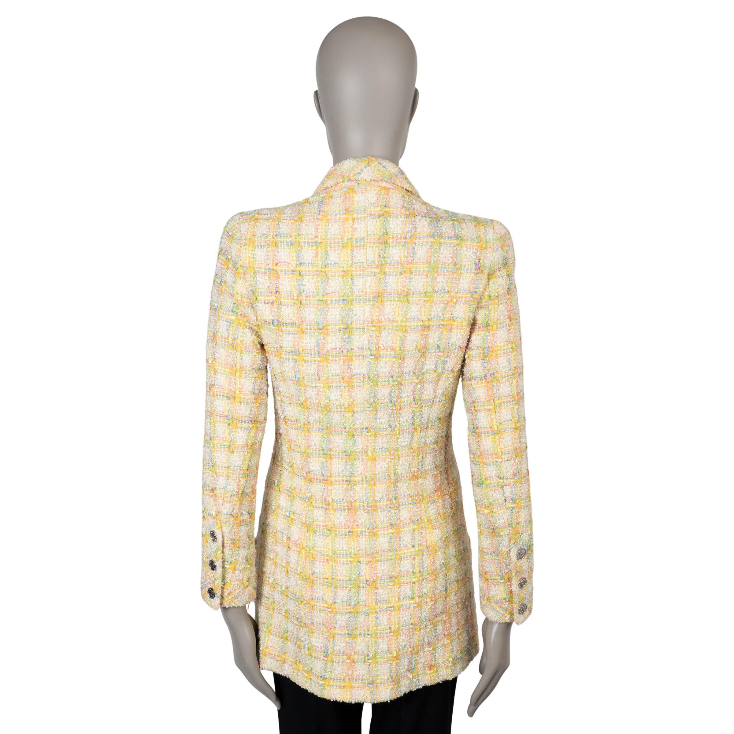 Beige Chanel giacca in lana gialla 96P FRINGE TWEED M. I. in vendita