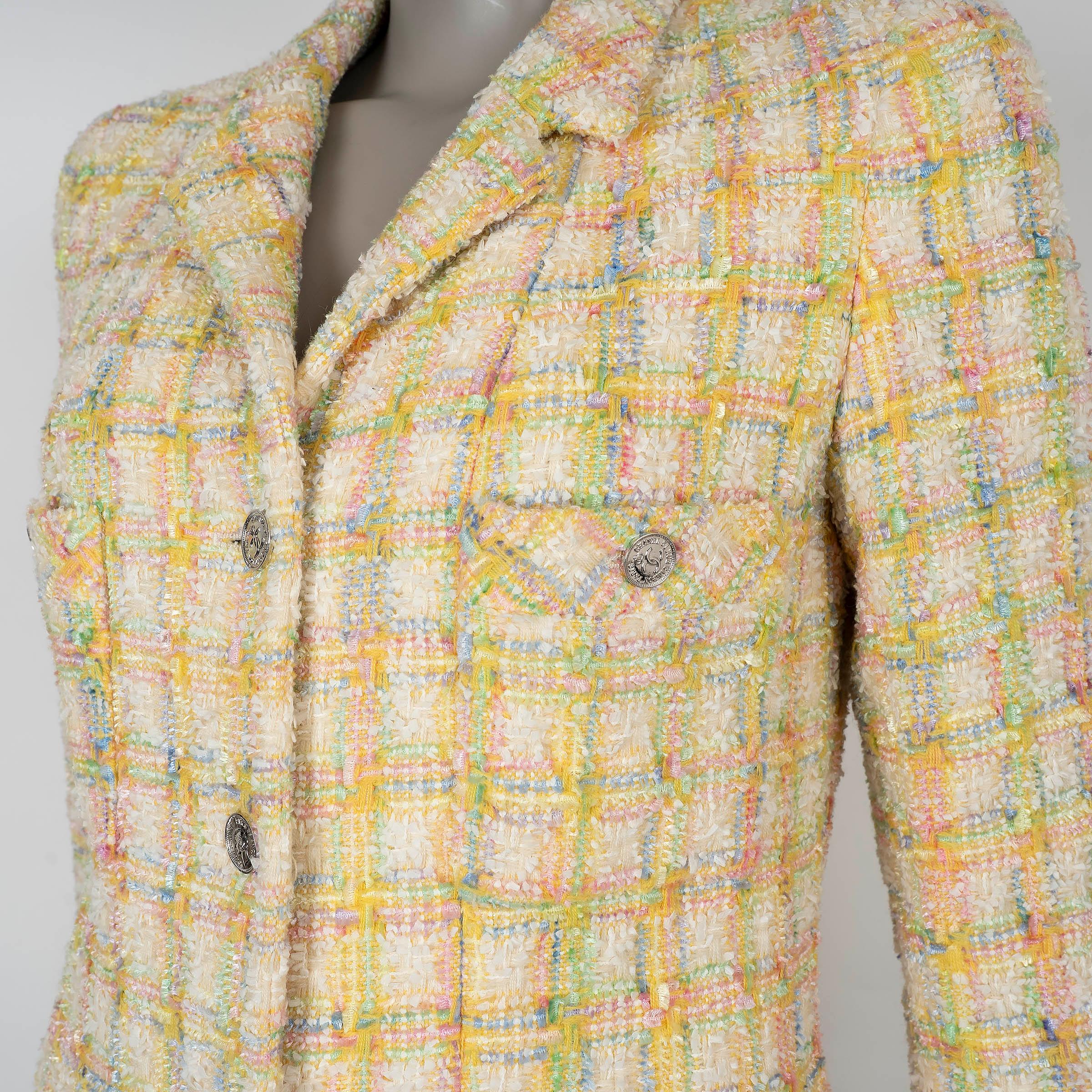 Donna Chanel giacca in lana gialla 96P FRINGE TWEED M. I. in vendita