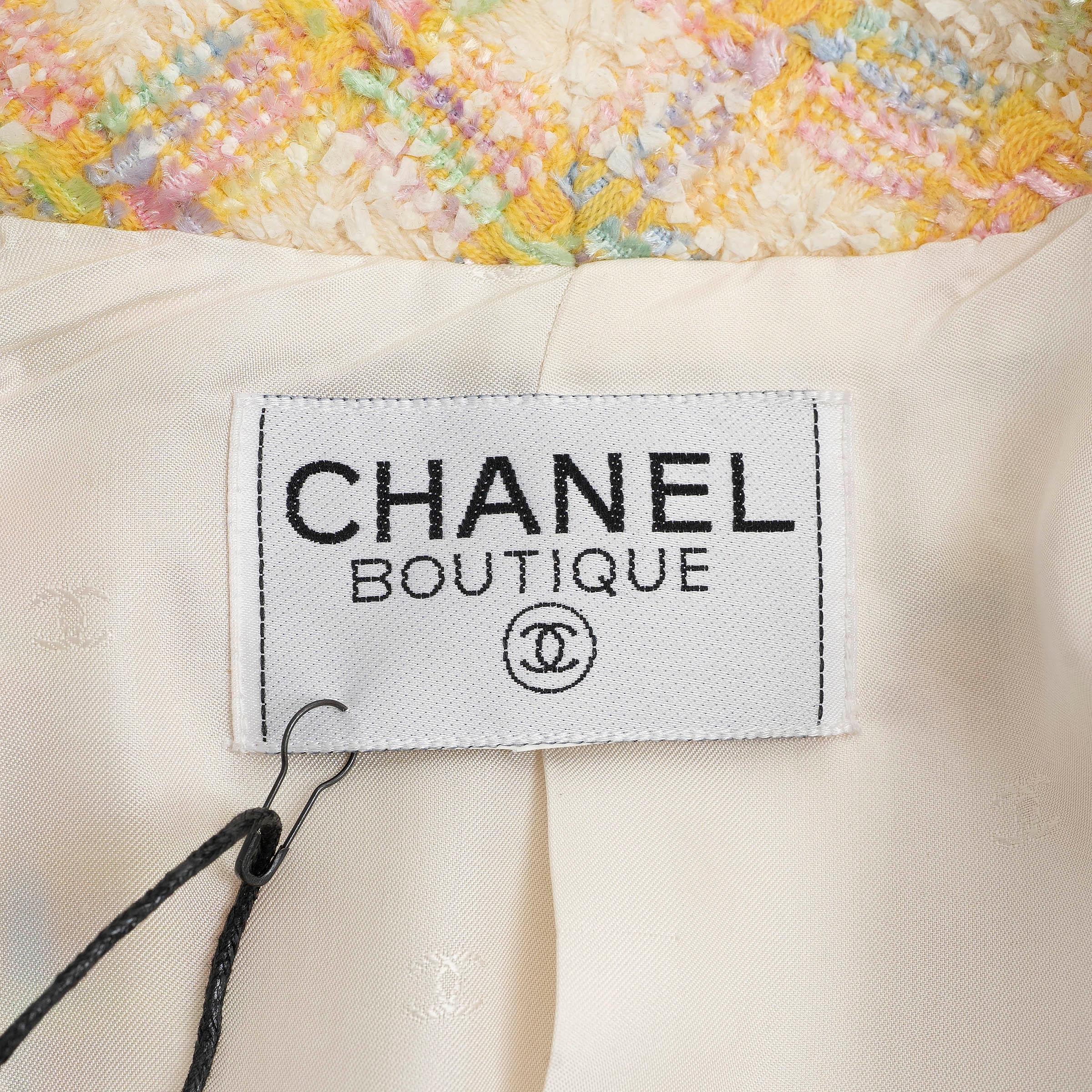 Chanel giacca in lana gialla 96P FRINGE TWEED M. I. in vendita 1