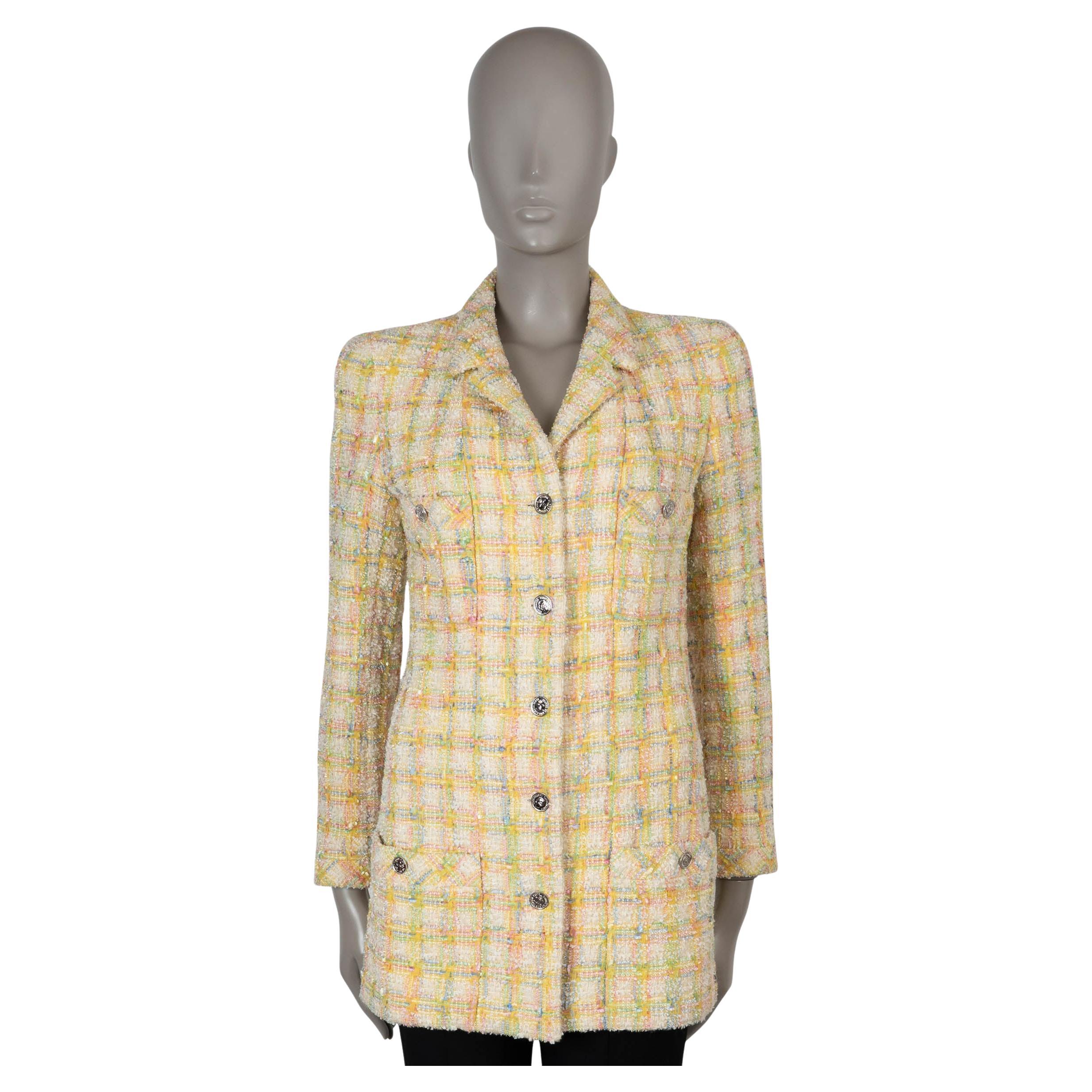 Chanel - Veste 96P FRINGE TWEED en laine jaune M