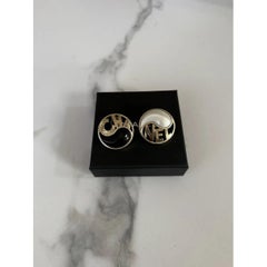 CHANEL Yin-Yang Motif Statement Earrings in Black and White