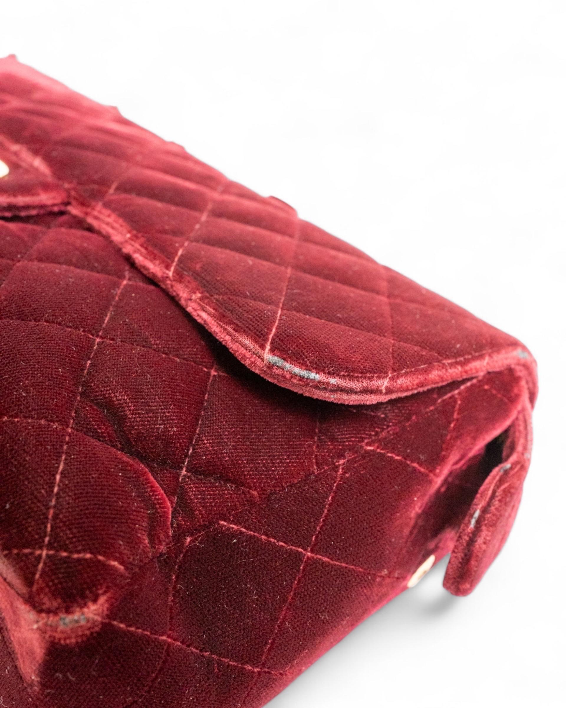 Chanel Zaino Vintage Velluto Bordeaux For Sale 5