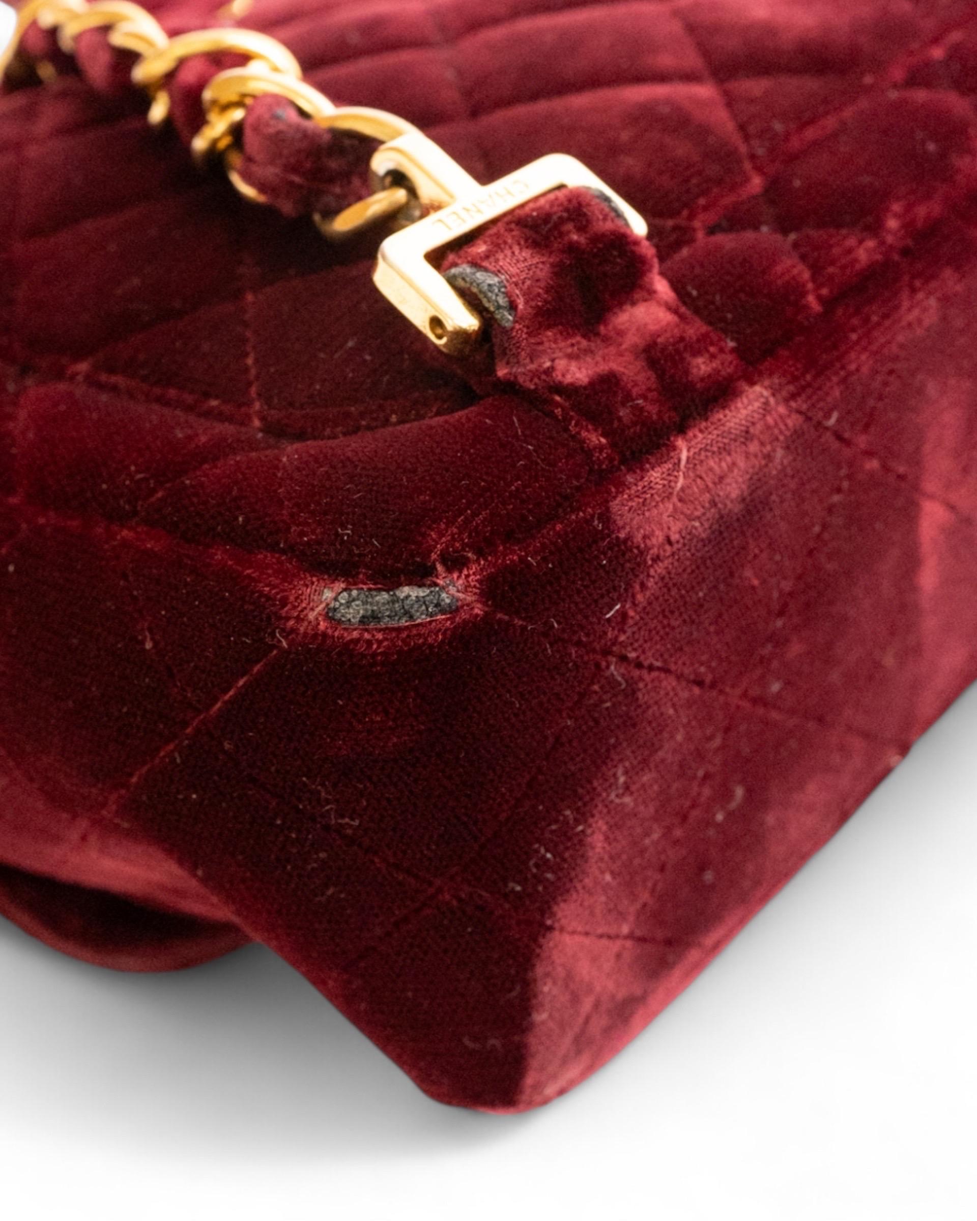 Chanel Zaino Vintage Velluto Bordeaux For Sale 7