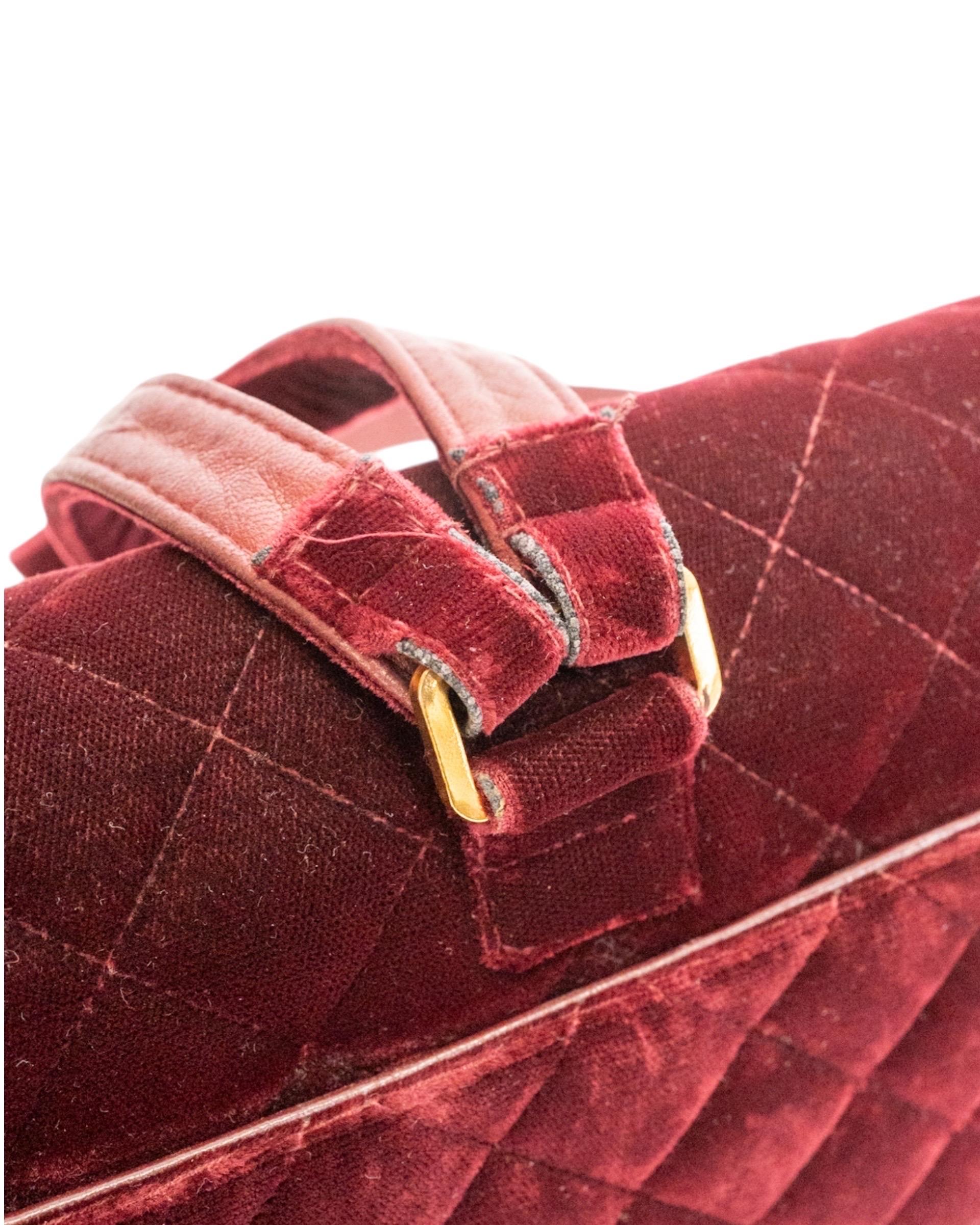 Chanel Zaino Vintage Velluto Bordeaux For Sale 8