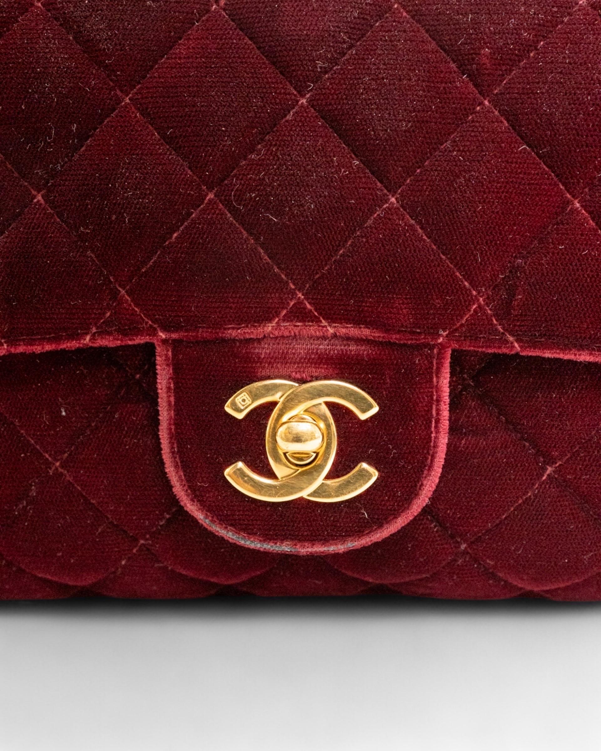 Chanel Zaino Vintage Velluto Bordeaux For Sale 10