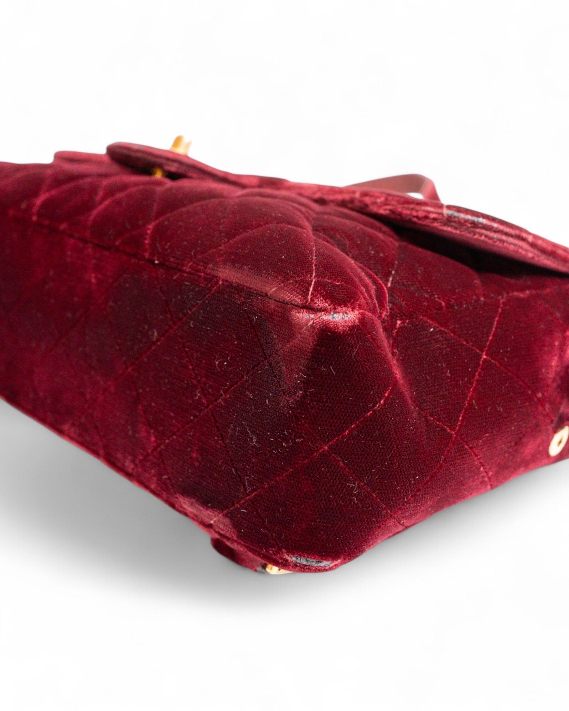 Chanel Zaino Vintage Velluto Bordeaux For Sale 11