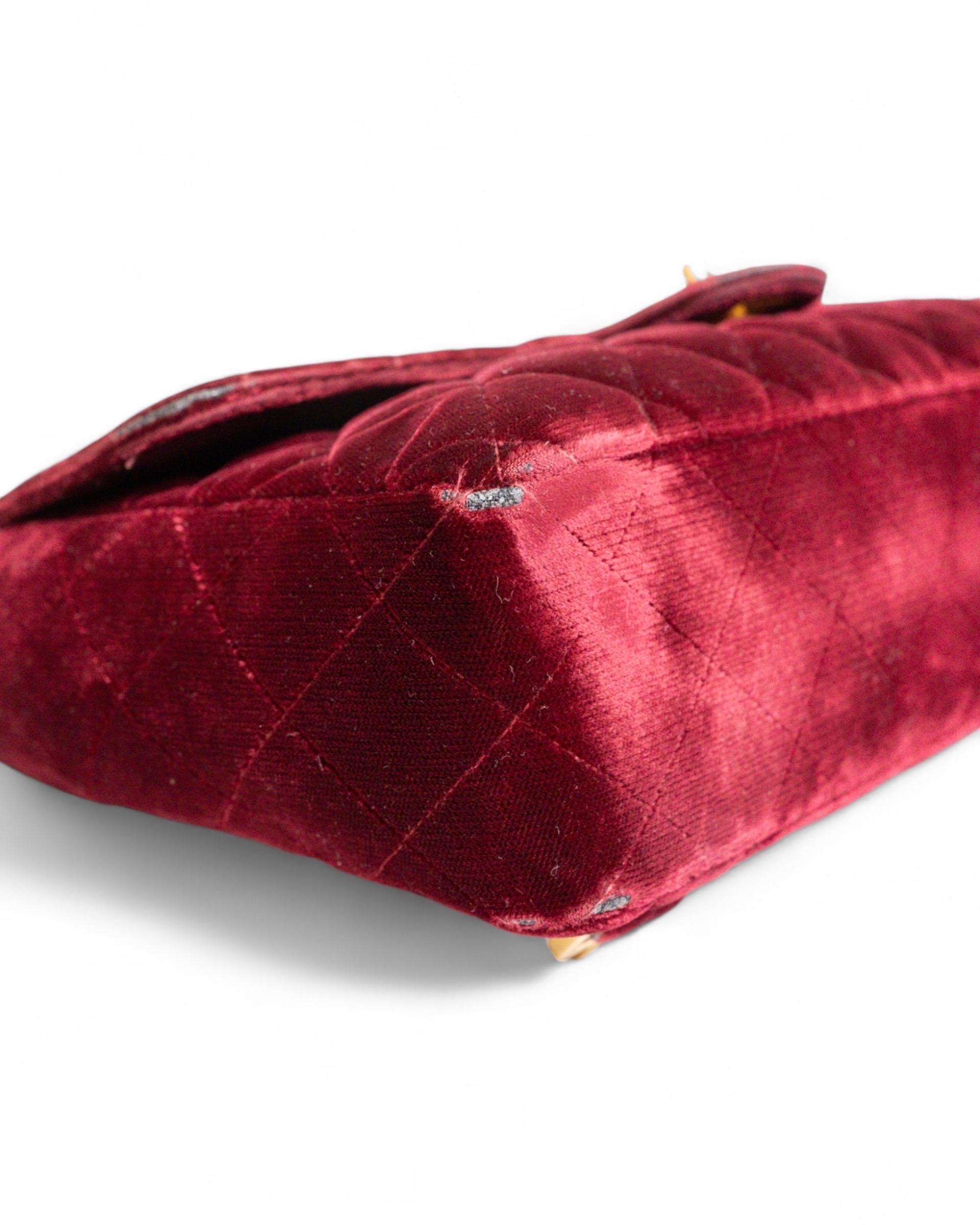 Chanel Zaino Vintage Velluto Bordeaux For Sale 12