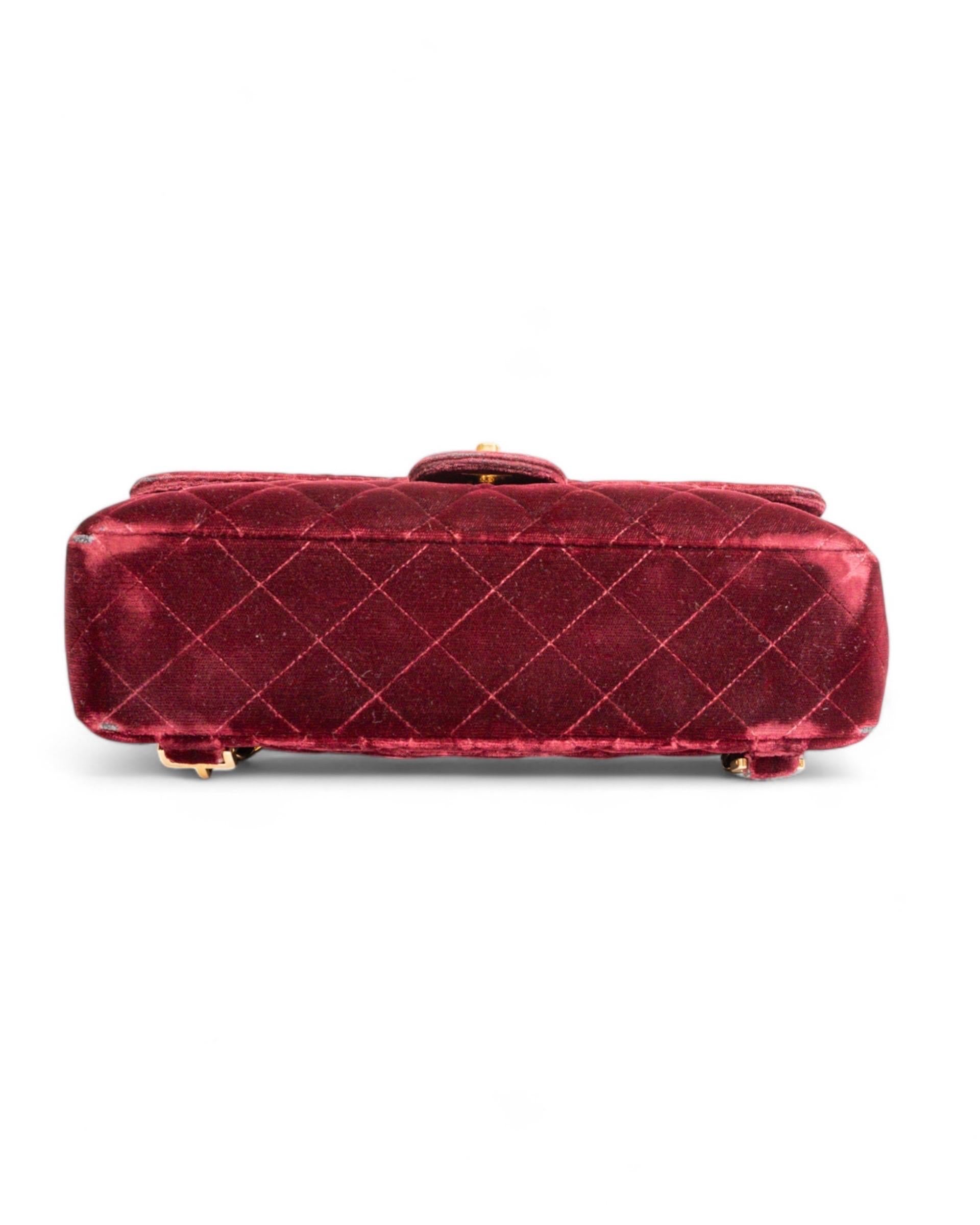 Chanel Zaino Vintage Velluto Bordeaux For Sale 13