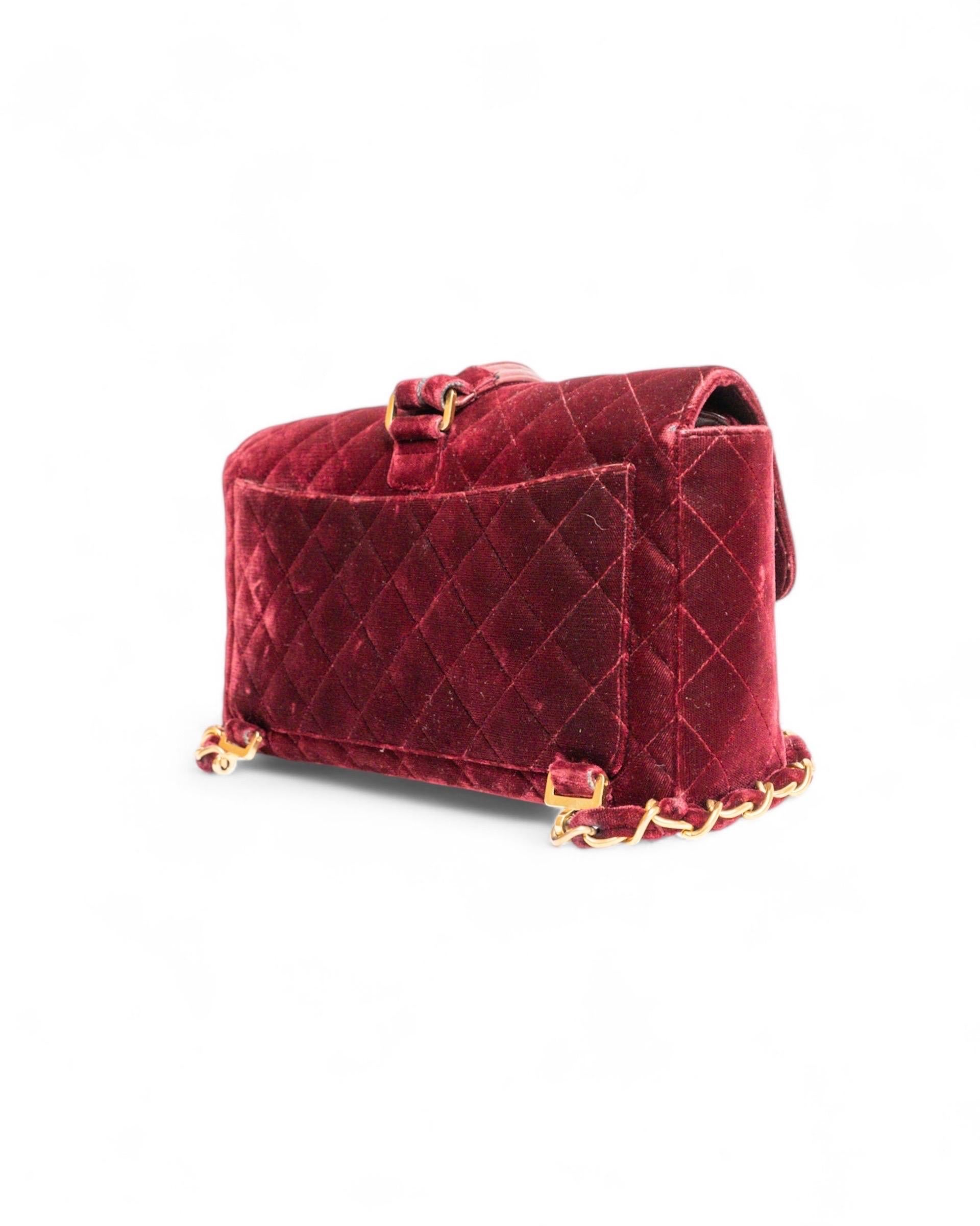Chanel Zaino Vintage Velluto Bordeaux For Sale 1