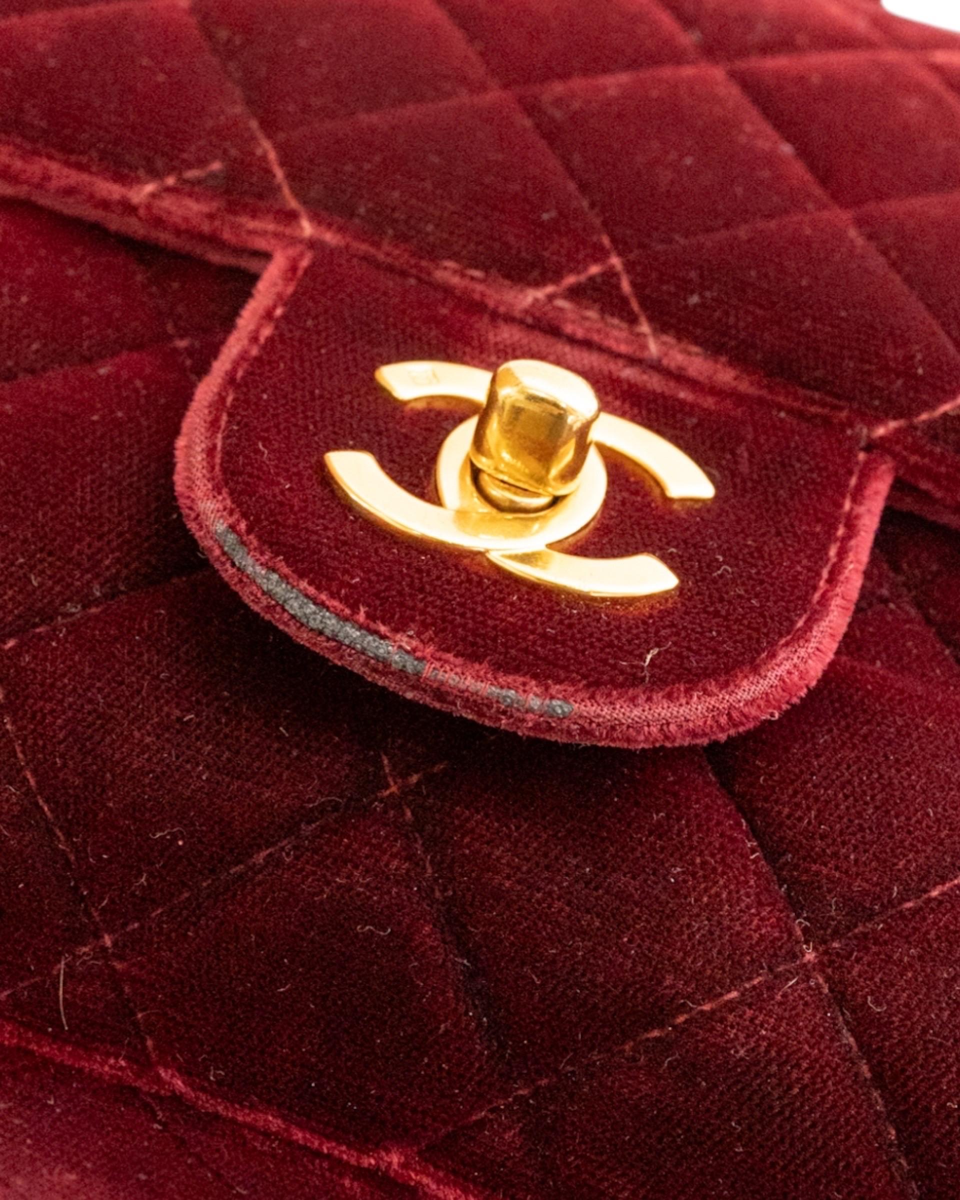 Chanel Zaino Vintage Velluto Bordeaux For Sale 3