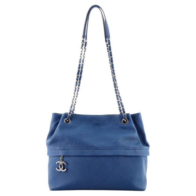 Chanel Aged Blue Quilted Leather Tote Bag at 1stDibs | chanel blue tote