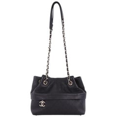 Chanel Zip And Carry Shopping Tote Quilted Caviar Small