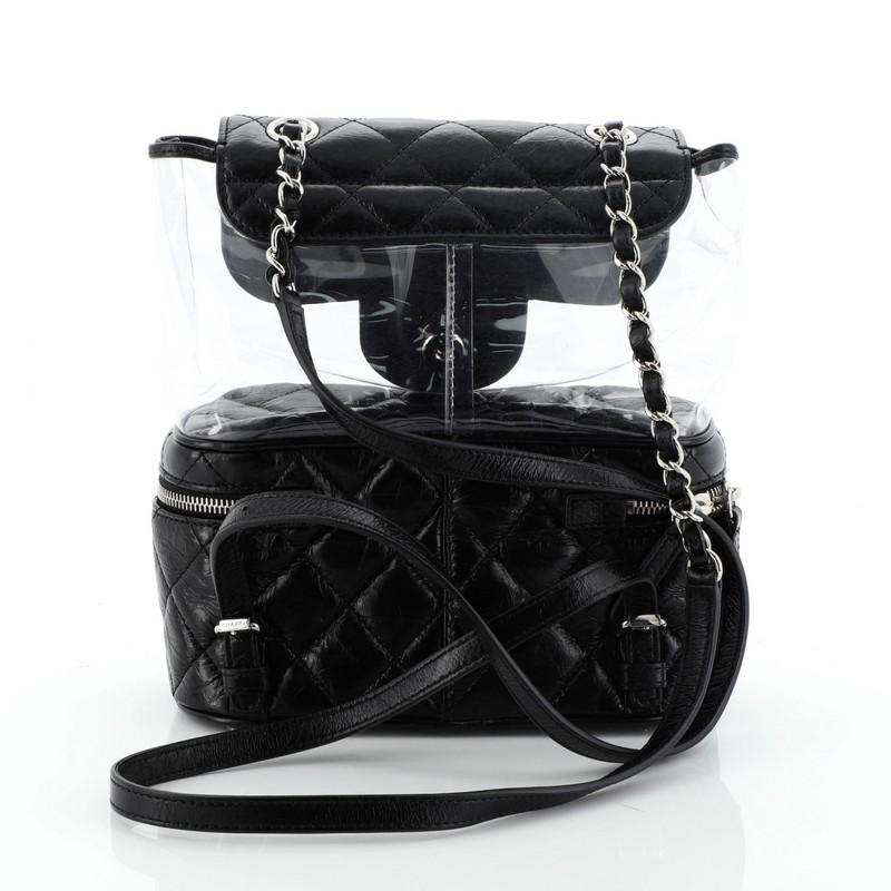 Chanel Zip Around Flap Backpack Quilted Crumpled Calfskin And PVC Small In Good Condition In NY, NY