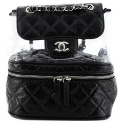 Chanel Zip Around Flap Backpack Quilted Crumpled Calfskin and PVC Small