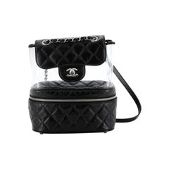 Chanel Zip Around Flap Backpack Quilted Crumpled Calfskin And PVC Small