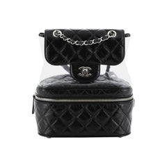 Chanel Zip Around Flap Backpack Quilted Crumpled Calfskin And PVC Small 