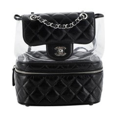 Chanel Zip Around Flap Backpack Quilted Crumpled Calfskin And PVC Small