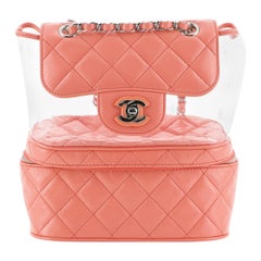  Chanel Zip Around Flap Backpack Quilted Crumpled Calfskin and PVC Small