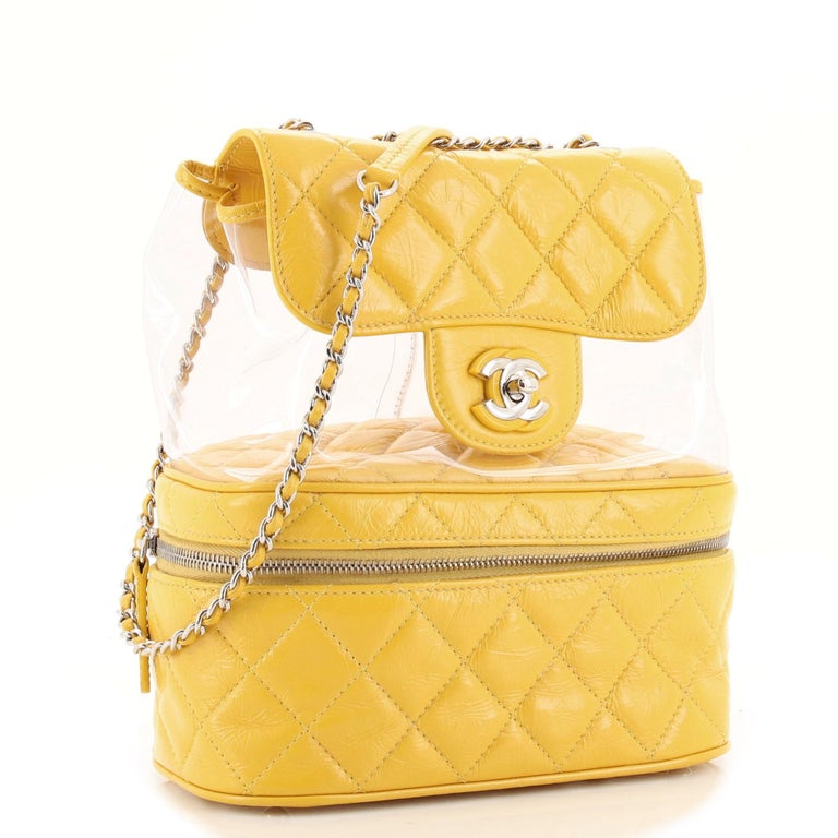 Chanel Zip Around Flap Bag Quilted Crumpled Calfskin and PVC Small
