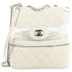 Chanel Zip Around Flap Bag Quilted Crumpled Calfskin and PVC Small