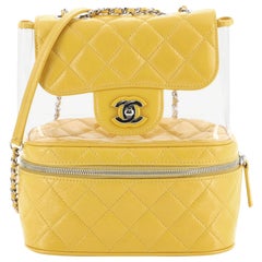 Chanel Zip Around Flap Bag Quilted Crumpled Calfskin and PVC Small