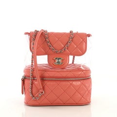 Chanel Zip Around Flap Bag Quilted Crumpled Calfskin And PVC Small
