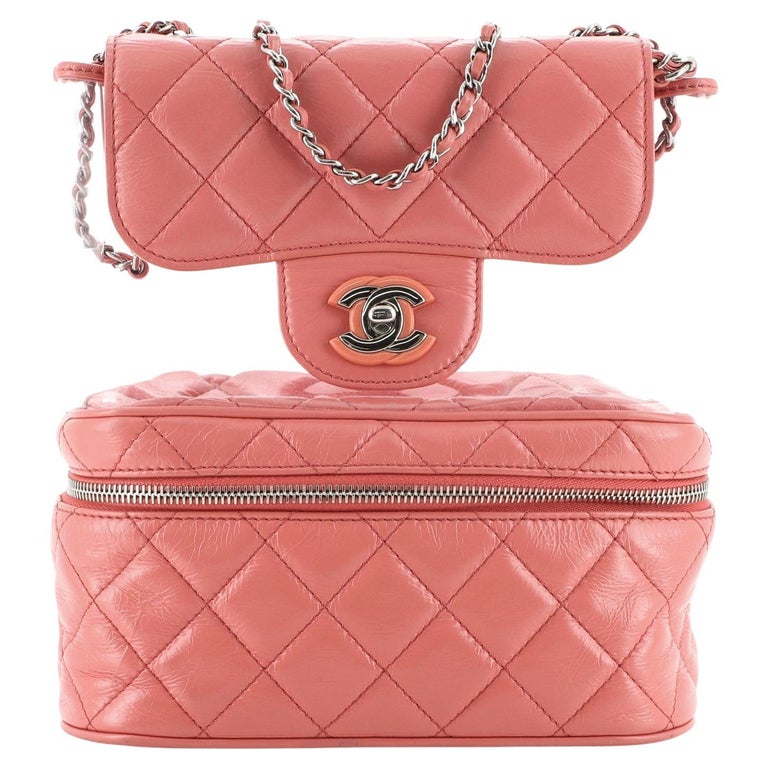 Chanel Zip Around Flap Bag Quilted Crumpled Calfskin and PVC Small at  1stDibs