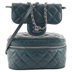 Chanel Zip Around Flap Bag Quilted Crumpled Calfskin and PVC Small