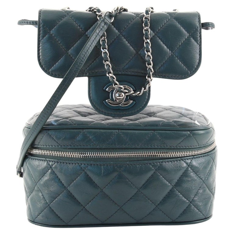CHANEL Crumpled Calfskin Quilted Jumbo Double Flap So Black