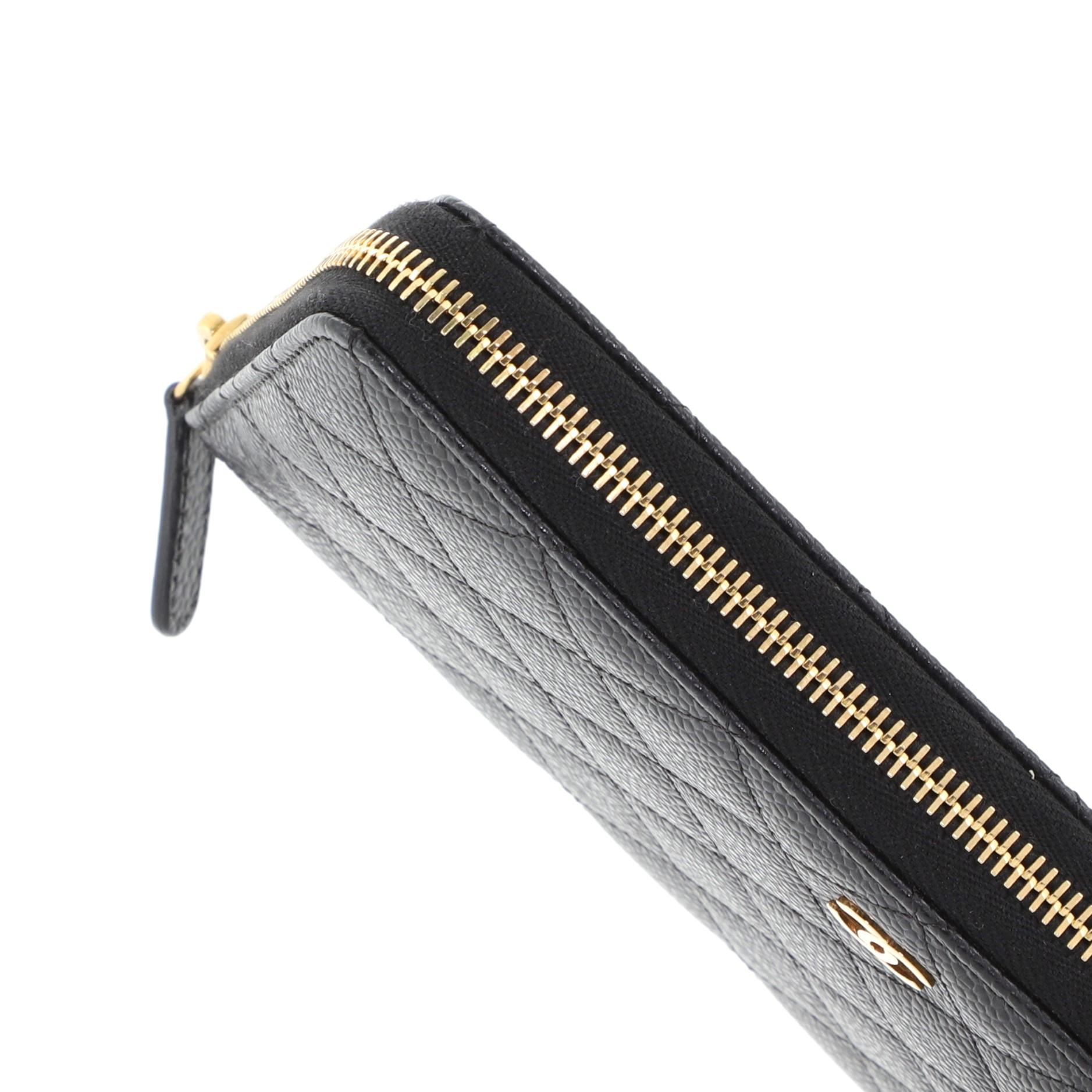 Women's or Men's Chanel Zip Around Organizer Wallet Quilted Caviar Large 