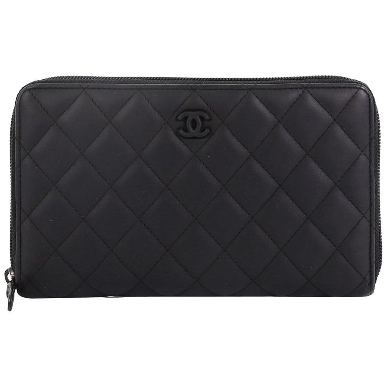 Chanel Zip Around Organizer Wallet Quilted Lambskin Large at 1stDibs