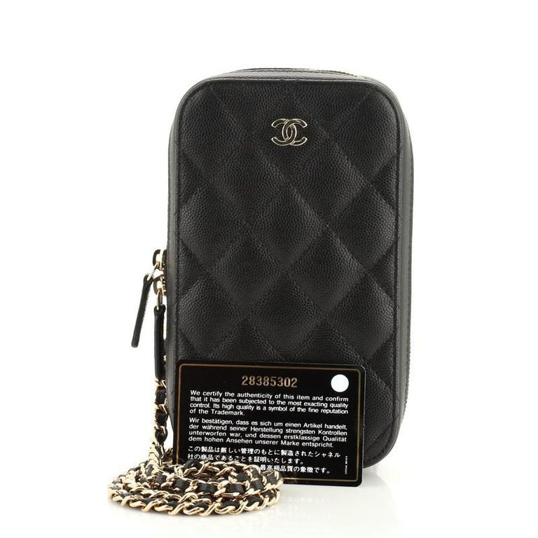 Chanel Zip Around Phone Case with Chain Quilted Caviar at 1stDibs  chanel  quilted phone case, phone case with chain chanel, chanel chain phone case