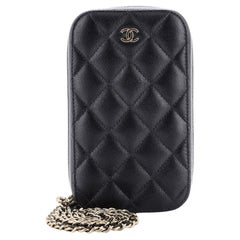 Chanel Zip Around Phone Case with Chain Quilted Caviar